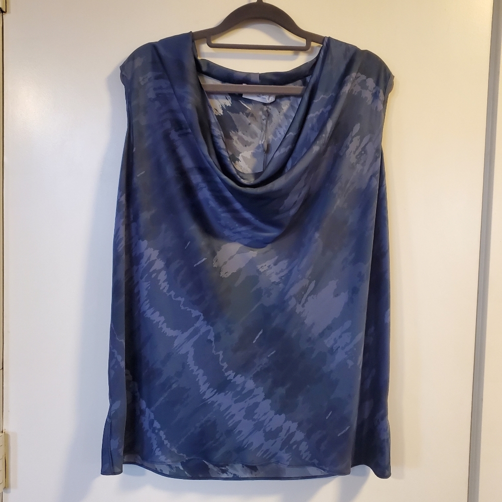 Lola & Sophie Blue Tie-Dye Cowl Neck Tank Top